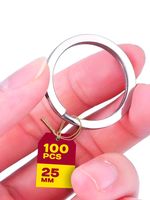 100 Schlüsselringe Flach - 25mm - Aus Legiertem Stahl- Leicht zu Öffnen - Für Schlüsselanhänger und zum Basteln