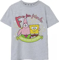 SpongeBob SquarePants - "F Is For Friends" T-Shirt für Mädchen NS7719 (104) (Grau meliert)