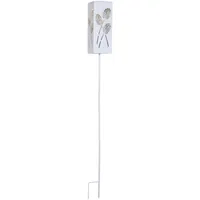Star Trading 482-22 LED-Solarstab "Albaleaf", BlattmusterMetall, weiß, warmwhite LED, ca. 9,5x90 cm,Solarpanel, Akku, outdoor,Vierfarb-Karton