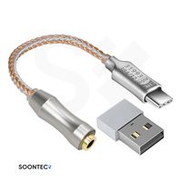Externe Soundkarte SOONTEC mit Conexant cx31993 DAC Chip und USB-C zu 3,5mm Audio Adapter, Kopfhörer Verstärker, Audio Interface für Android, Samsung, PC und PS5, SNR128dB 32b/384kHz