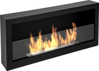 ethanol kamin S-Line BOX 90 cm mit schwarzen. Wandkamin mit glas. Ethanolkamin zum Aufhängen an der Wand. Biokamin 900mm.
