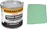 BINDULIN H.L. Schönleber GmbH LogoBindulin Ofenschwärze 'Schwarz-Paste' Elektroplatten-Paste, hitzebeständig, schwarz (200 gr. Dose) inkl. Microfasertuch und 1 Paar Nitrilhandschuhe