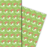 Japanisches Geschenkpapier mit Fischen in grün - G6433, 32 x 48cm
