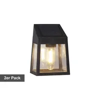 LED-Solar-Wandleuchte 'Wally', 2er Set, schwarz