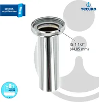 tecuro Tauchrohr mit Ø 32 x 1 1/2 Zoll Überwurfmutter x 100 mm SONDERAUSFÜHRUNG, Messing verchromt