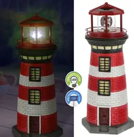 LED Solar Leuchtturm H38cm rot weiß Gartendeko Leuchtfeuer Turm Leuchtfeuer Solarbeleuchtung