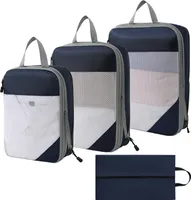 OKWISH 4 Stück Aufbewahrungstasche, Unterbett Aufbewahrungsbox Kleideraufbewahrung für Kleidung Decke T-Shirts Kleiderschrank Dunkelblau