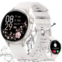 Smartwatch für Damen und Herren mit Telefonfunktion IP68 Wasserdicht Armbanduhr 1.43" AMOLED HD Voll Touchscreen, Silber