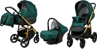 BabyLux® Axel | Kočík 3v1 Bambimo | Fľaša zelená | Kombinovaný kočík | Set kočíkov | Detský kočík