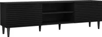 MIRJAN24 TV-Lowboard Nakomo 2K1P 180 mit zwei Klappen, Schwarze Holzfüße, Griffloses Öffnungssystem, Gasdruckfeder (Farbe: Schwarz)