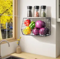 Obstkorb Hängend Wandkorb Obstschale Obst Gemüse Aufbewahrung Küchenorganizer Badezimmer  mit 2 Haken