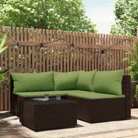 vidaXL 4-tlg. Garten-Lounge-Set mit Kissen Braun Poly Rattan