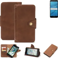 K-S-Trade Handyhülle für Fairphone Fairphone 3 Schutz Hülle Walletcase Bookstyle Tasche Case Handytasche Wallet Flipcase Cover PolyurethanBraun (1x)