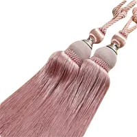 2pcs Round Ball Quasten Vorhang Tieback Seil Holdback Drapy Halter Clip Dekor-Pink Lila