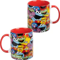 Sesamstraße Tasse - Alle Freunde Becher Kaffeetasse aus Keramik Rot 320 ml