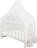 Babybett Betthimmel und Moskitonetz Traumnacht in fantastischen Farben Waschmaschinenfest inkl. Halterung und Accessoires 480x165cm Weiß