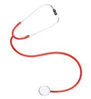Rotes Stethoskop -  Arztausrüstung - Krankenhaus - Deko