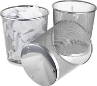 Papierkorb 3er Set Mülleimer Papiereimer Silber Draht Mülleimer Büro Drahtkorb