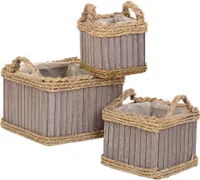 WANDERLUST DECO Set mit 3 ovalen grauen Holzkörben