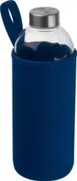 Trinkflasche aus Glas mit Neoprensleeve / 1000ml / Neoprenfarbe: dunkelblau