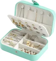 OKWISH Schmuckkästchen Schmuck Aufbewahrungsbox Schmuckkasten Schmuckaufbewahrung Aufbewahrungskoffer für Ringe Armbänder Schmuck Veranstalter Blau