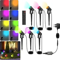 Yakimz LED Gartenstrahler mit Erdspieß 6er Set, Gartenleuchte Gartenbeleuchtung mit Stecker Wasserdicht IP65 RGB