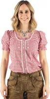 Orbis Trachtenbluse 1/2 Arm rot kariert mit Rüsche Gr. 42