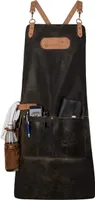 BUTCHER Barista Cracker Leder Schürze BBQ Grill- und Arbeitsschürze Antik Schwarz