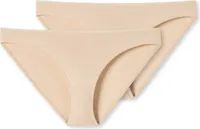 SCHIESSER Damen Slip 2er Pack - Minislip, Unterhose, Baumwolle Stretch 95/5, uni Beige (Sand) L