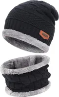Wintermütze, Beanie Mütze, Schalmütze, Warme Strickmütze, mit Fleece Outdoor Winter warme Mütze Schal Set für Damen und Herren