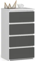Kommode AKORD CL4 Weiß 40 cm 4 Schubladen Front Graphitgrau B40 x H74 x T35 cm