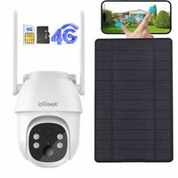 ieGeek 4G LTE Überwachungskamera Außen Akku 9600mAh mit Solarpanel und PTZ, IP Kamera Outdoor mit Farbnachtsicht, PIR-Sensor, 2-Wege-Audio, IP65, 32GB