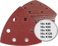 50x Delta Dreieck Schleifpapier K40-K180 universal Set Klett-Schleifdreiecke Sortiment für Multifunktionswerkzeug 93mm Deltaschleifer Multischleifer 93x93x93 mm