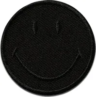 Mono Quick Smiley © Schwarz - Aufnäher, Bügelbild, Aufbügler, Applikationen, Patches, Flicken, zum aufbügeln, Größe: 5 x 5 cm