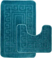 2 tlg. Antirutsch Bad Garnitur für Badezimmer Badematten Vorleger Matten Set – Teal