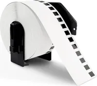 Boxstuff - Brother DK-22205 kompatible Etikettenrollen - 62 mm x 30,48 Meter - Schwarz auf Weiß - Einschließlich Rollenhalter