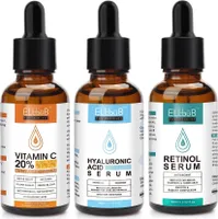 Gesichtsserum Set mit Vitamin C Hyaluron Retinol Serum Anti-Falten Anti-Aging Vegan, 3x 60ml