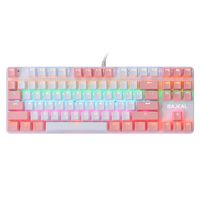 87 Tasten Kabelgebundene mechanische Tastatur Mechanische Tastatur mit gemischtem Licht und mechanischem blauen Schalter Aufhaengungstaste Weiss + Pink
