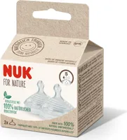 NUK for Nature Ersatz Silikon Trinksauger für Babyflasche | Klein (0−6 Monate) | Der Mutterbrust nachempfunden | Anti-Colic-Ventil | Nachhaltige und BPA-freie Materialien | 2 Stück