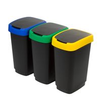 3er-Set Abfalleimer Mülltrennug 3x25L Rotho Twist Abfallbehälter Mülleimer Recycling