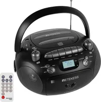 Retekess TR630 Rádio s CD, Boombox s kazetou, Rádio napájané batériami, LCD displej, Stereo zvuk, USB SD TF, CD prehrávač pre kempovanie vonku