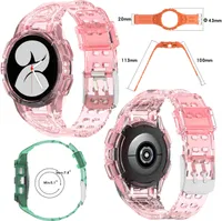 Pro Samsung Galaxy Watch 4 44mm silikonový s ochranným pouzdrem pásek na ruku hodinky Watch Watch