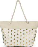styleBREAKER Damen XXL Große Strandtasche mit Metallic Punkte Muster und Reißverschluss, Schultertasche, Shopper 02012342
