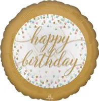 Amscan 3717701 - Standard Folienballon Happy Birthday, Durchmesser circa 43 cm, Heliumballon, Geburtstag, Party