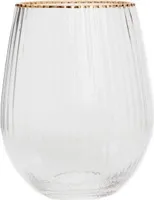 HOMLA LYNN geriffeltes transparentes Glas mit Goldrand 0,55 l
