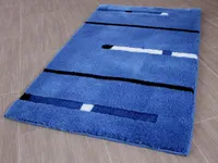 Pacific Badteppich Kabara Blau Streifen in 5 Größen, Größe:55x55 cm WC-Vorleger mit Ausschnitt