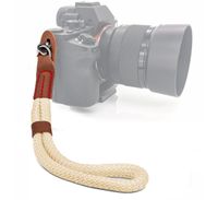MyGadget Kamera Handschlaufe Seil mit Kunstleder Applikationen Retro Look - Trageschlaufe Handgelenkschlaufe für DSLR SLR Canon, Nikon, Sony - Beige
