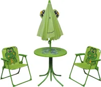 vidaXL 3-tlg. Garten-Bistro-Set für Kinder mit Sonnenschirm Grün