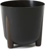 HowHomely Blumentopf Rund 25 cm Höhe, Pflanzkübel mit Beinen, Schwarz Übertopf für garten balkon