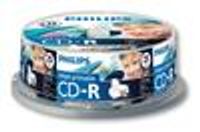 Philips CD-Rohlinge, 80Min, 700MB, Speed 52x, bedruckbare Oberfläche, Spindel 25 (Disc)